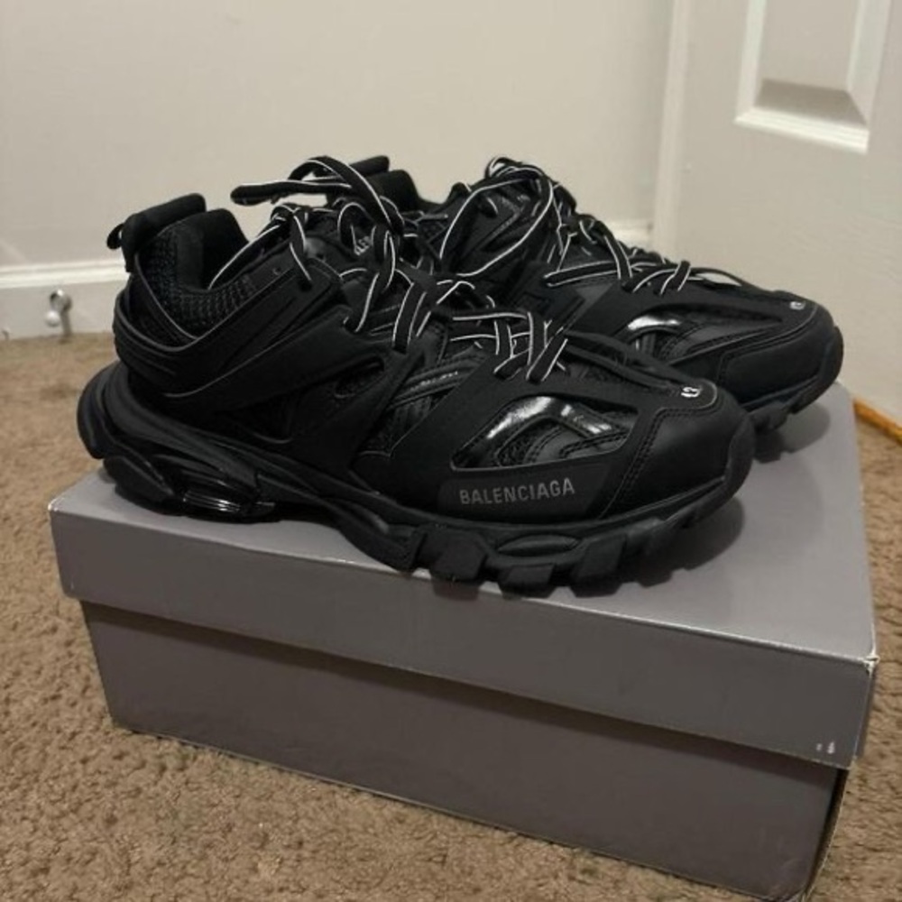 Balenciaga Black Layered Track Sneakers